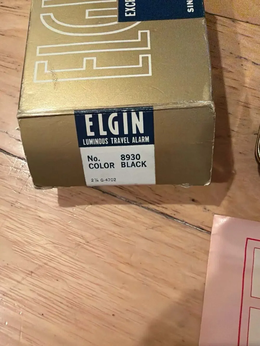 Vintage Elgin Luminous Travel Alarm Clock No. 8930 with Original Box and Manual‎